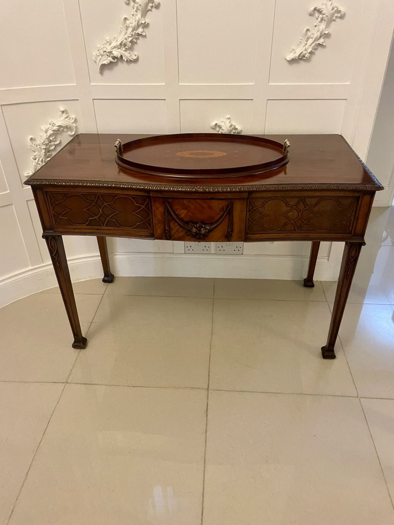 Antique Edwardian Quality Mahogany Inlaid Oval Tea Tray - Image 11